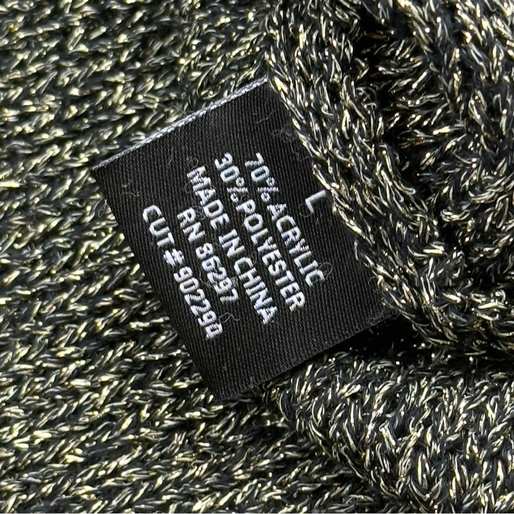 Vertigo Metallic Sweater Womens Large Black Gold Shimmer Knit Pullover Top - Picture 6 of 6